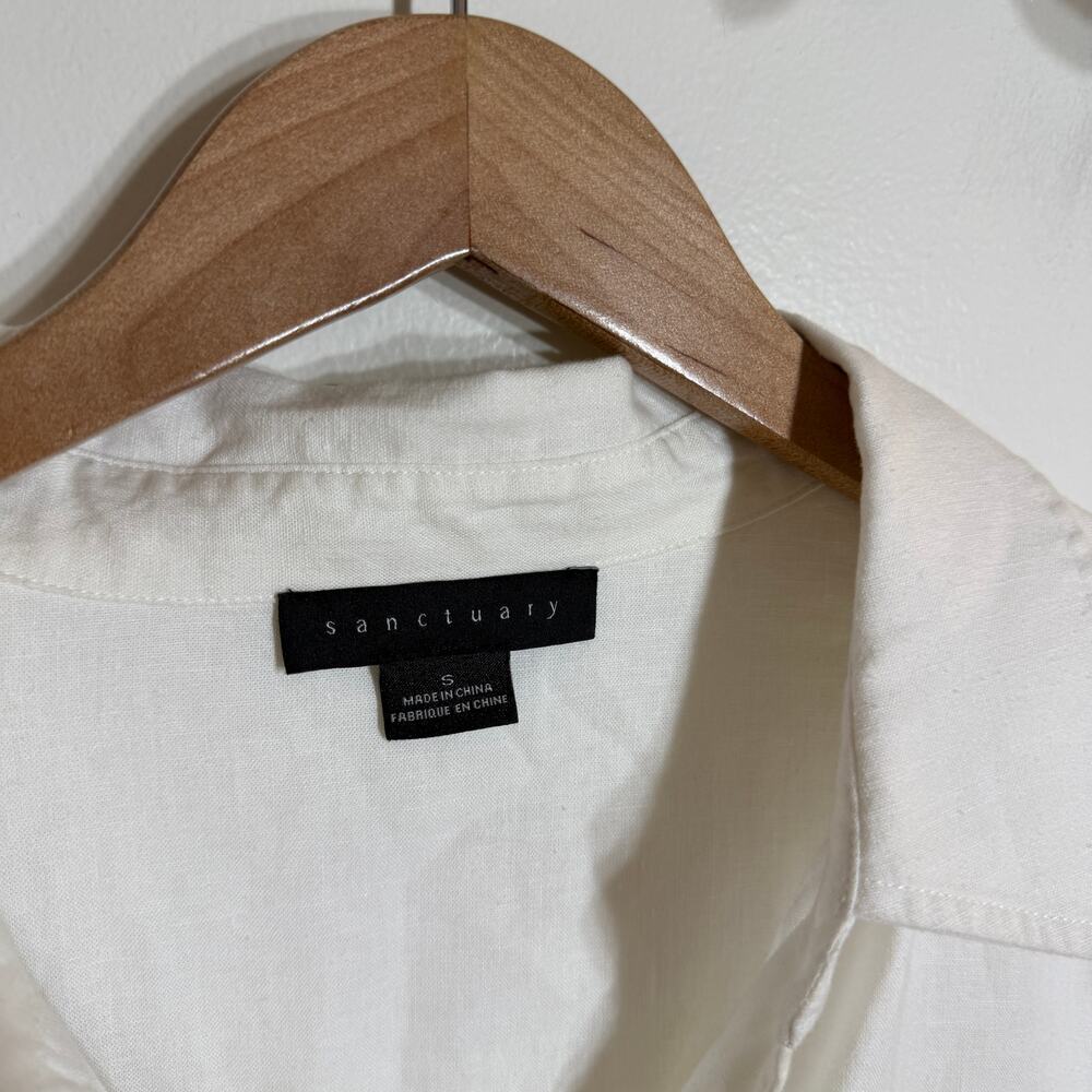 Sanctuary White Linen Tie Front Blouse - Picture 2 of 5